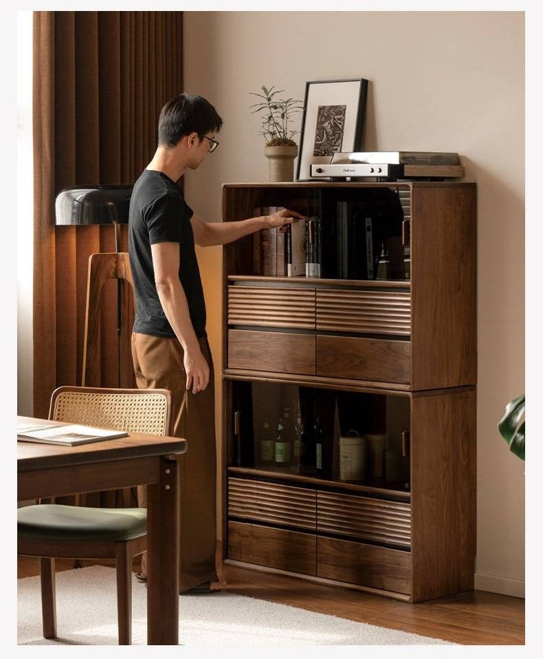 Black Walnut Solid Wood Italian Light Luxury Bookcase