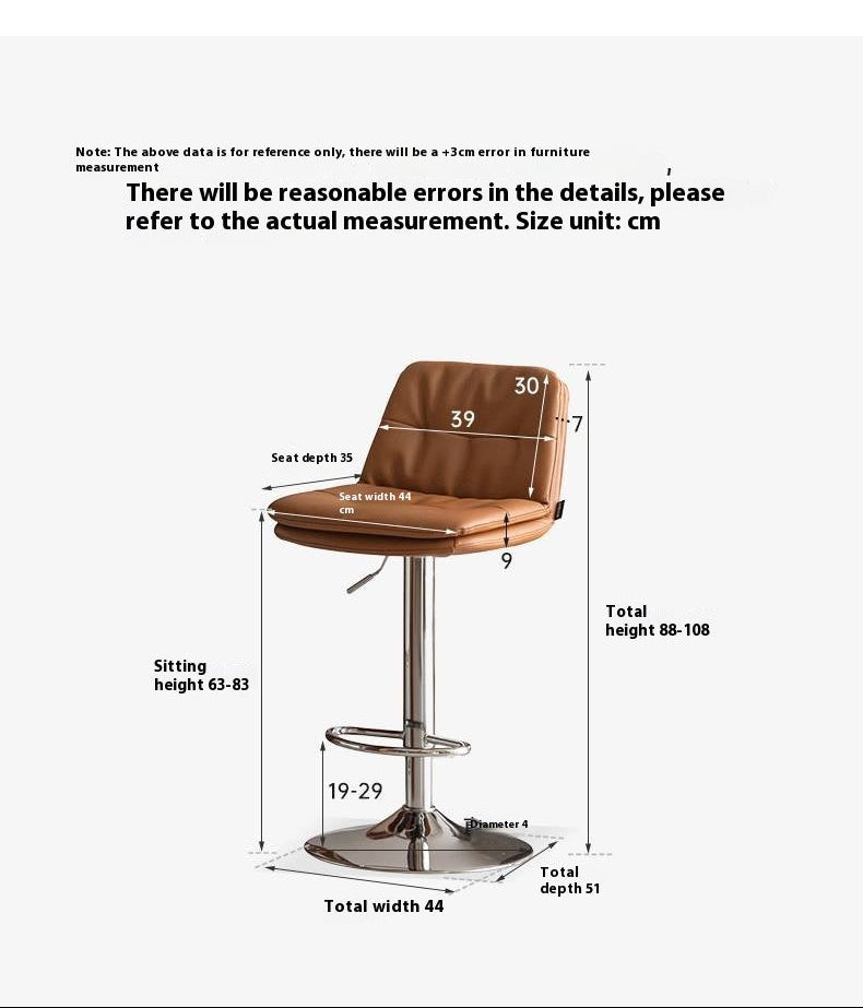 Leather High Backrest Rotating Bar Chair