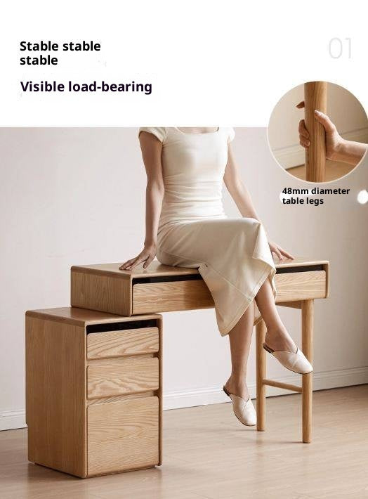 Ash Solid Wood Modern Retractable Dressing Table