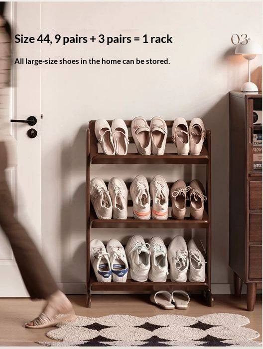 Beech Solid Wood Slim Shoe Rack with Tiered Shelves