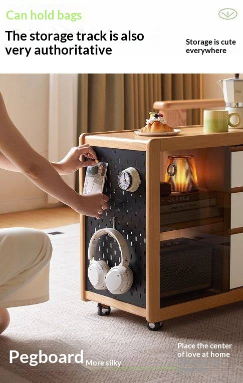 Beech Solid Wood Modern Corner Mobile Side Table