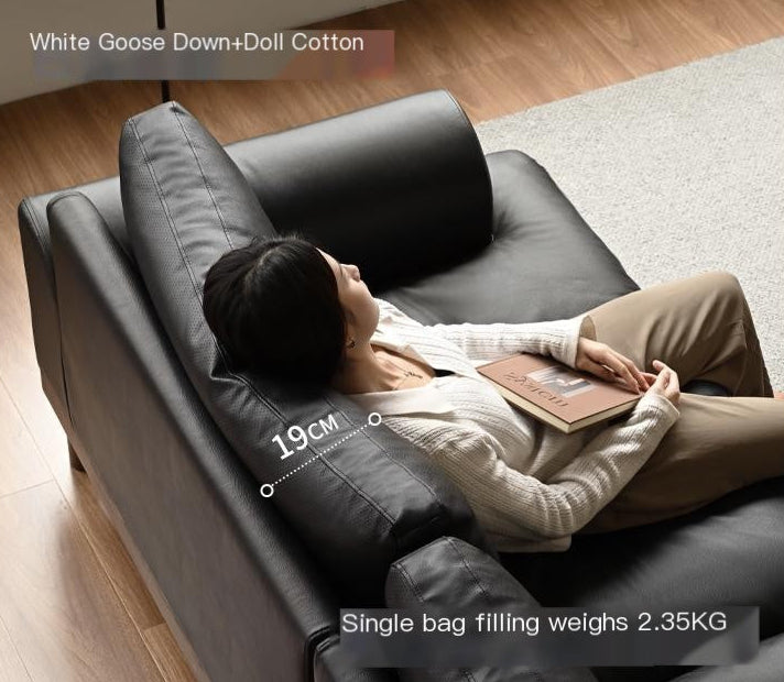 Oak Solid Wood Genuine Leather Sofa