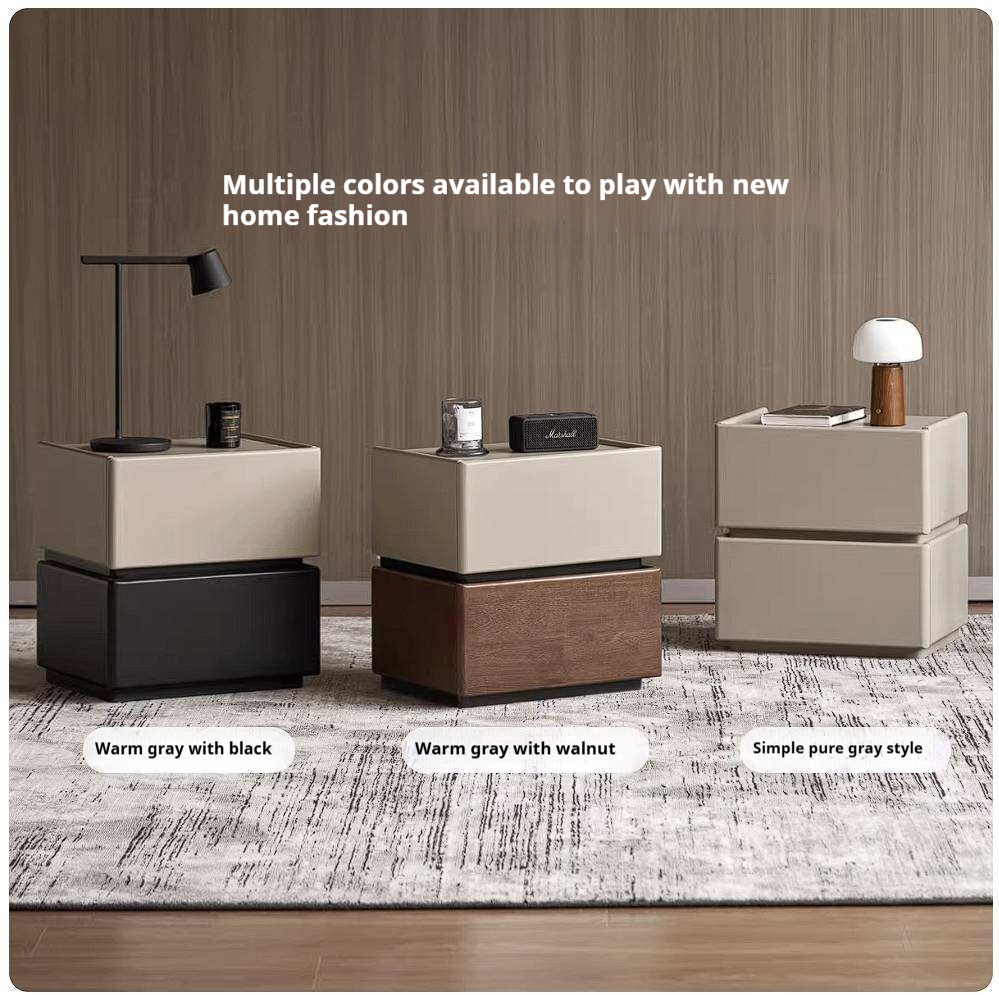 Rubberwood Solid Wood Two-Tone Nightstand