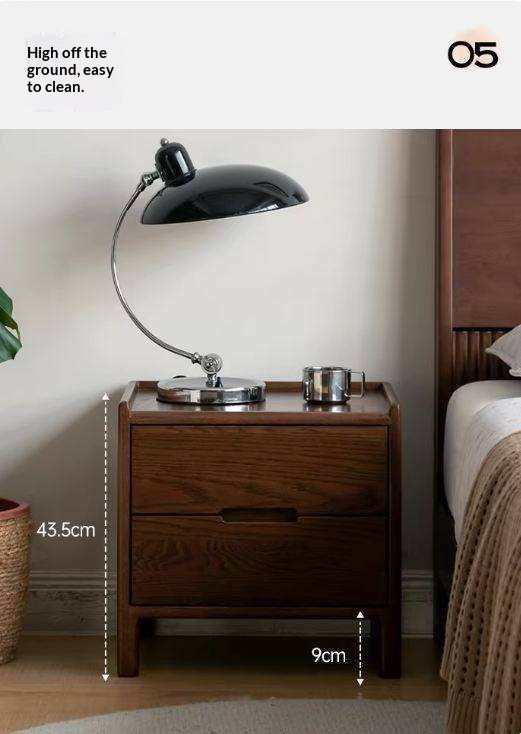 Oak Solid Wood, Solid Rubberwood Nordic Style Nightstand