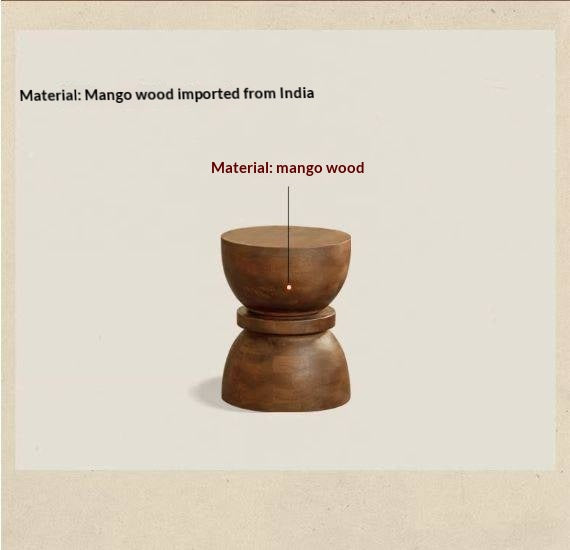 Mango Solid Wood Wabi Sabi Round Side Table