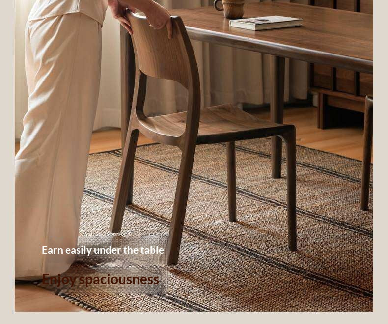 4 pcs Black Walnut Solid Wood Dining Chair with Sculpted Backrest Design