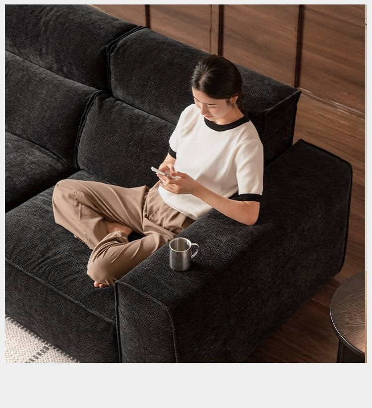 Fabric Modern Style chenille tofu block Sofa.