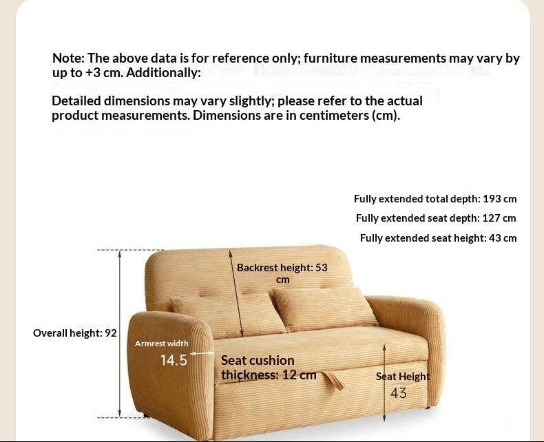 Corduroy Pull-Out Sleeper Loveseat with Storage