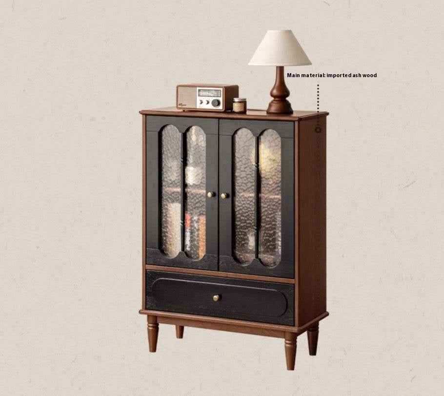 Ash Solid Wood French Retro Side Cabinet.