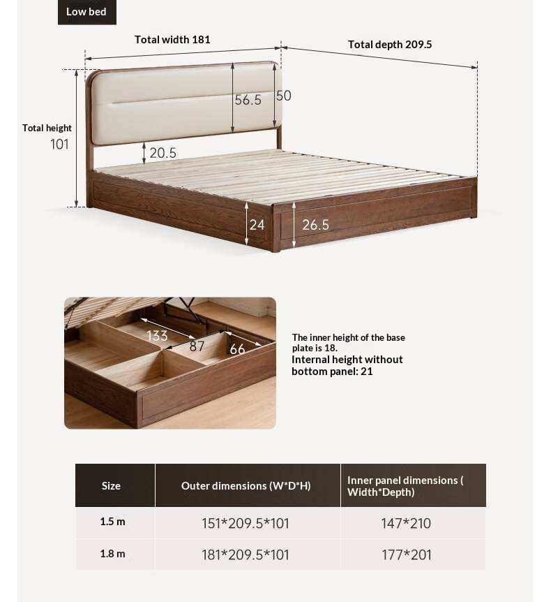 Oak Solid Wood Modern Genuine Leather, Organic Leather Storage Bed