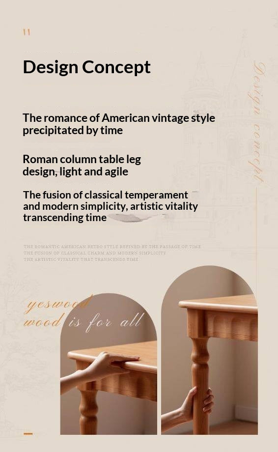 Cherry Solid Wood American Retro Dining Table