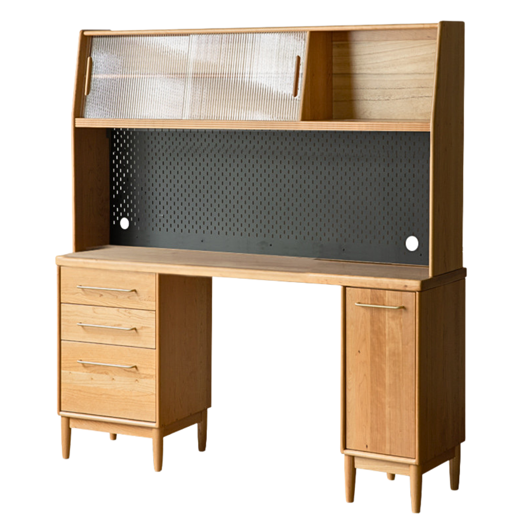 Cherry, Oak Solid Wood, Solid RubberWood Japanese Style Buffet Cabinet