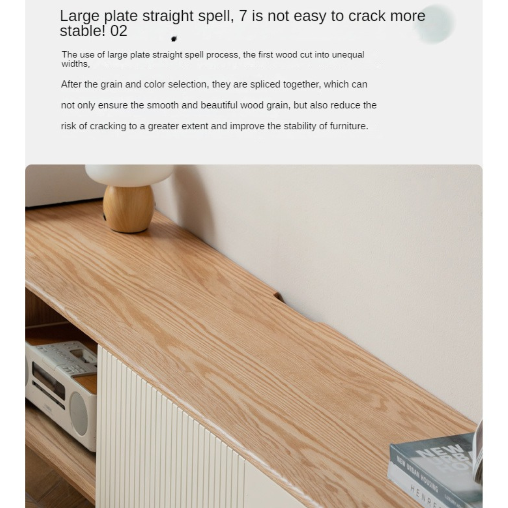 Oak Solid Wood Modern Storage TV Cabinet.