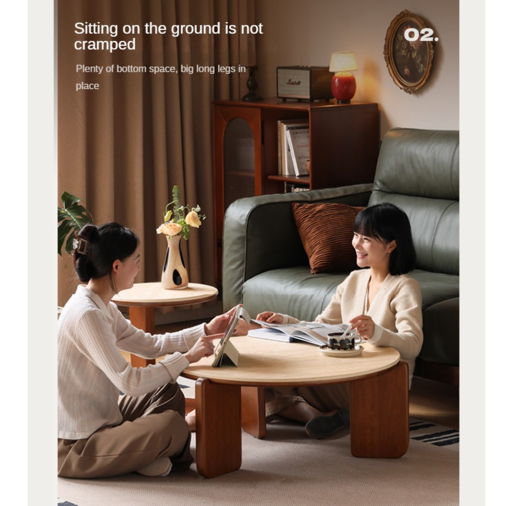 Poplar Solid Wood Medieval Style Rock Plate Coffee Table