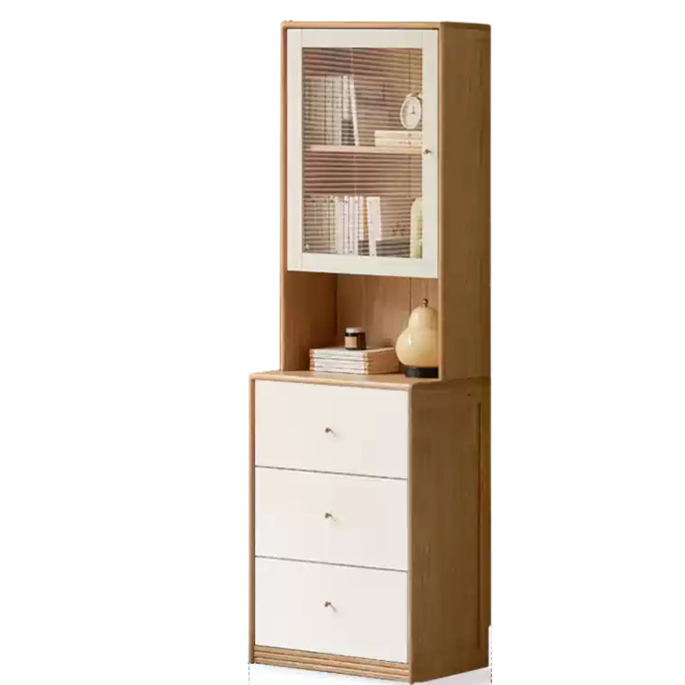 Solid Rubberwood, Oak Solid Wood Combination Bookcase.