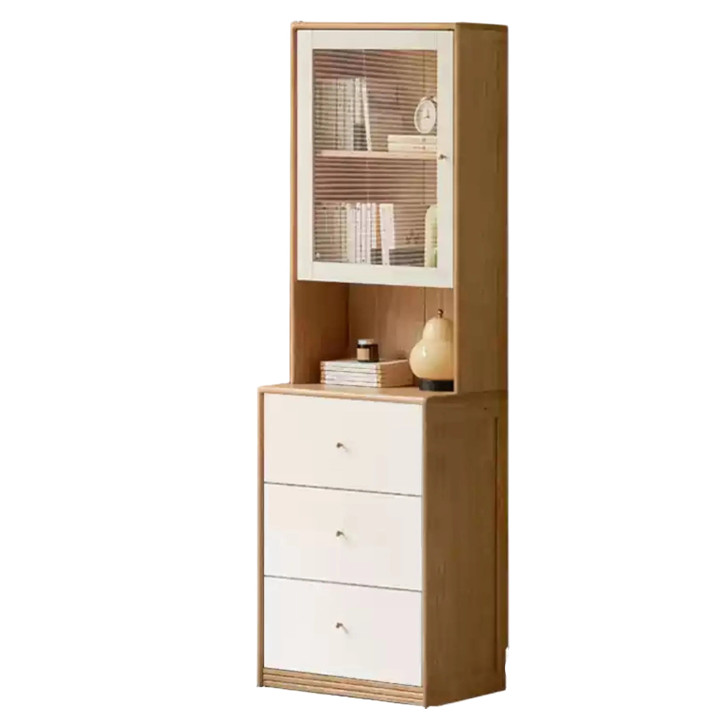 Oak Solid Wood, Solid Rubberwood Combination Bookcase