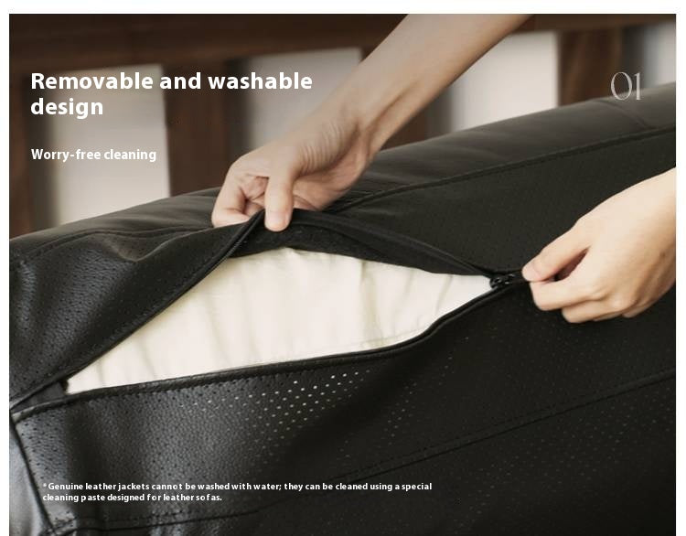 Black Walnut Solid Wood Leather Sofa