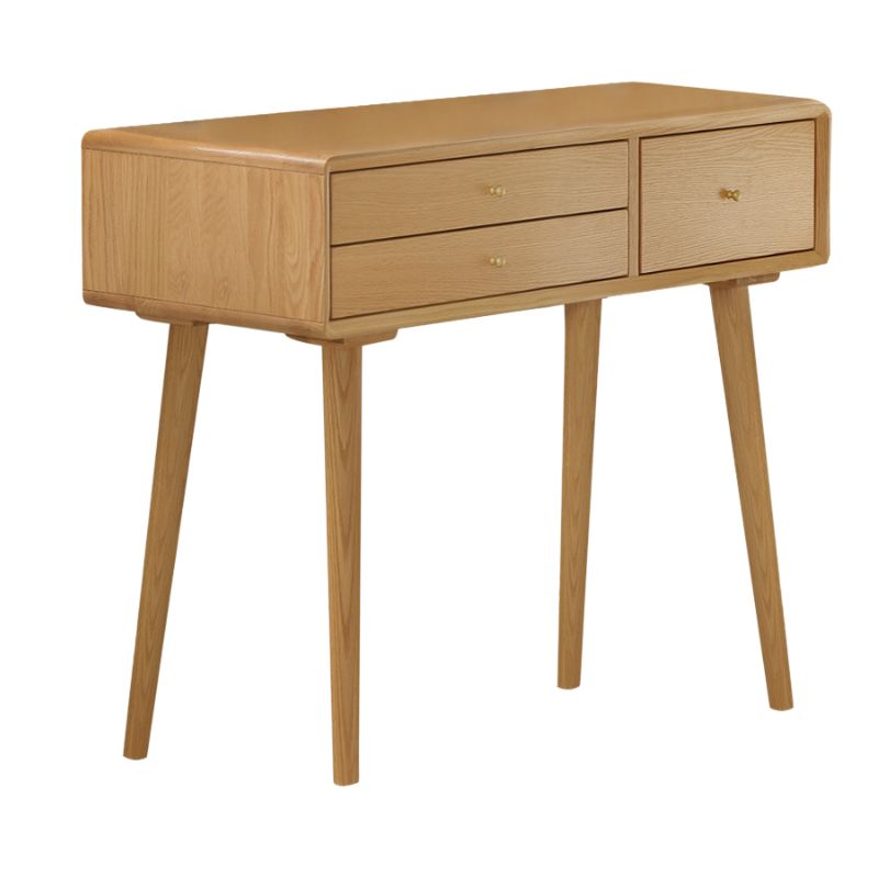 Oak Solid Wood Modern Dressing Table With Mirror.