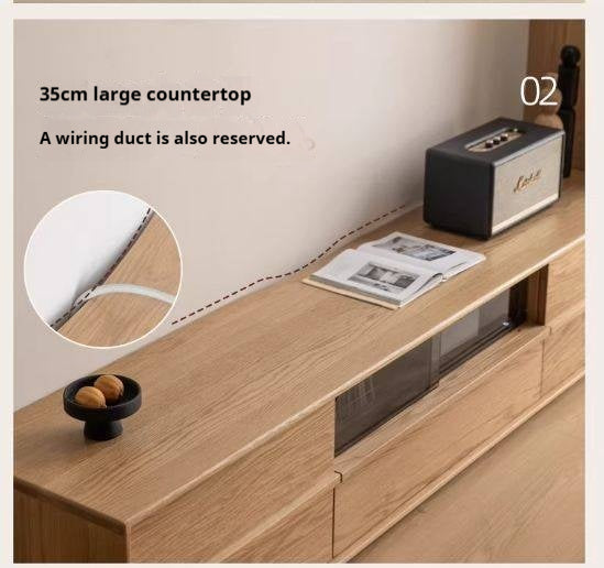 White Oak, Ash Solid Wood Wabi-sabi Style TV Cabinet