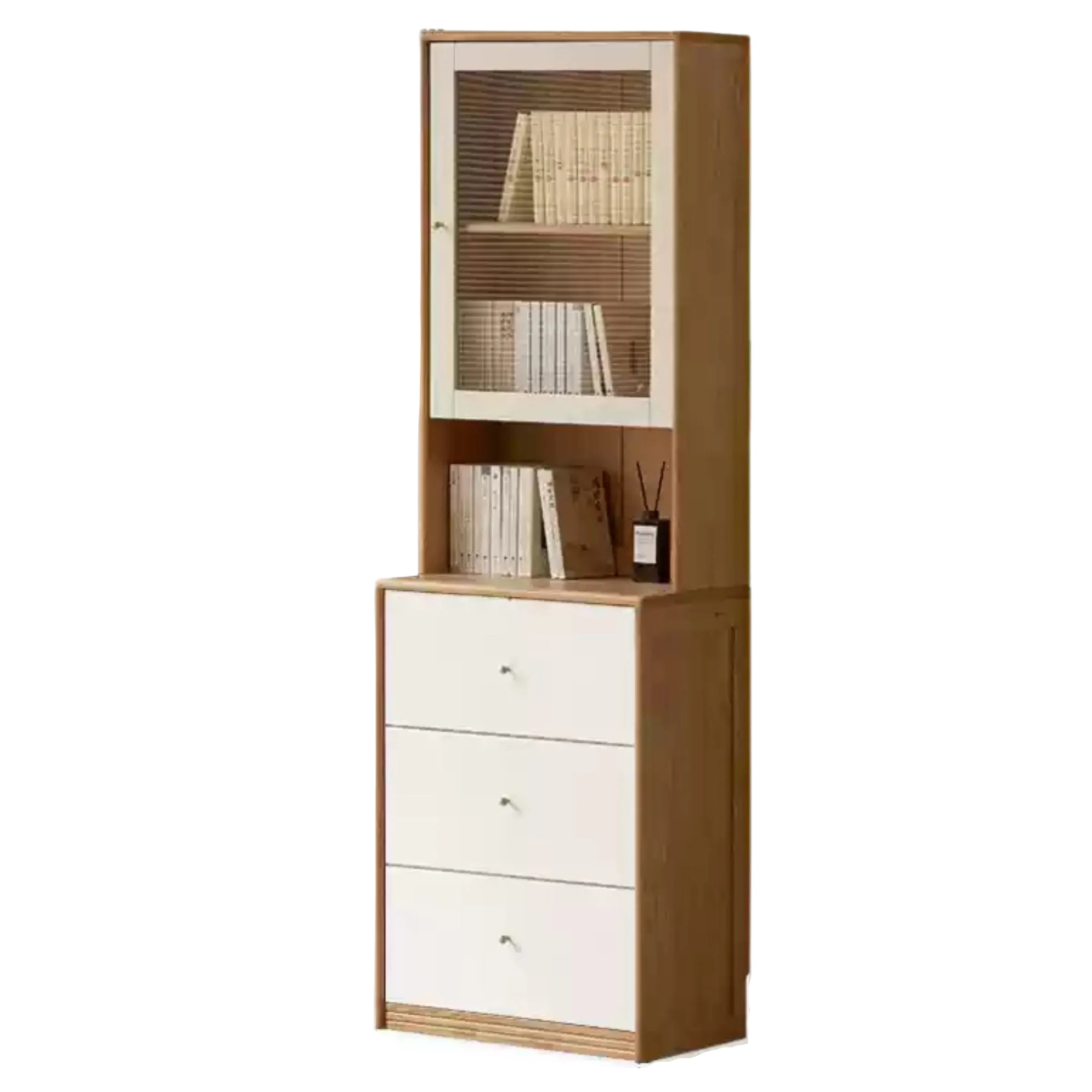 Oak Solid Wood, Solid Rubberwood Combination Bookcase