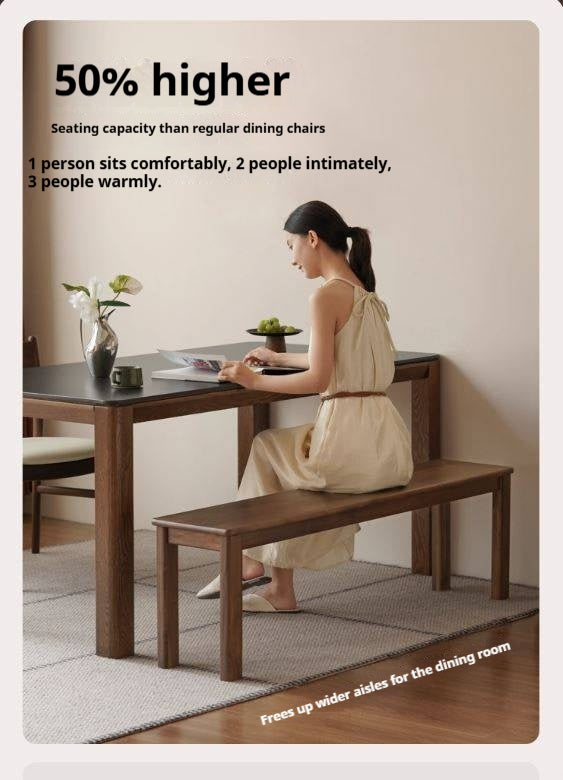 Black Walnut, Oak, Sandalwood, Ash, Solid Rubberwood Nordic Long Bench
