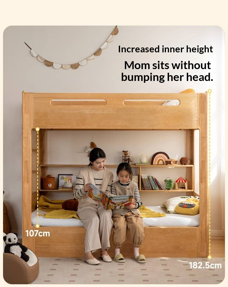 Rubberwood Solid Wood Children's Multifunctional Box Bunk Bed