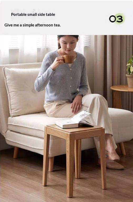 2pcs - Beech, Oak, Ash, Cherry Solid Wood, Solid RubberWood Foldable Nordic Square Stool