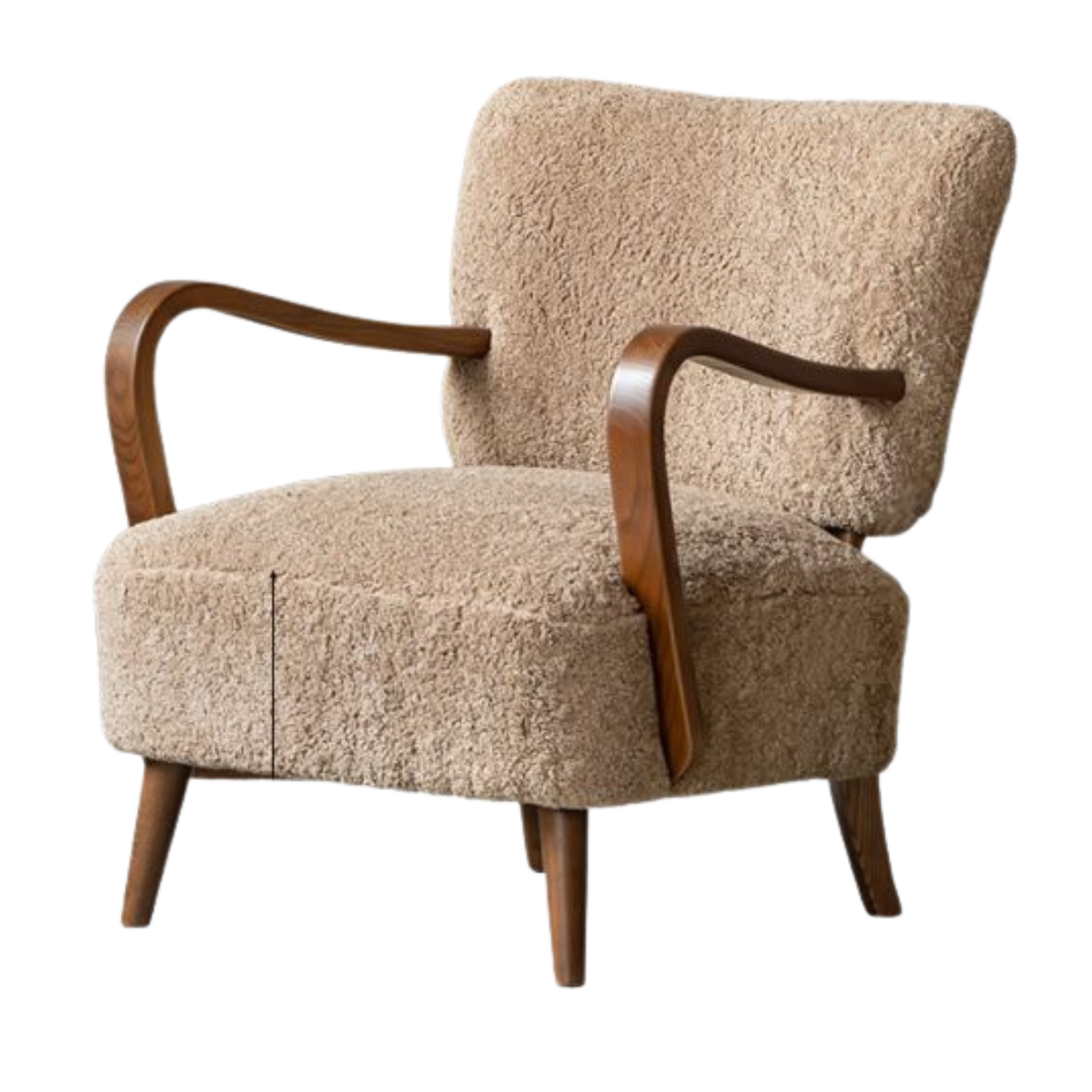 Ash Solid Wood French Retro Teddy Armchair