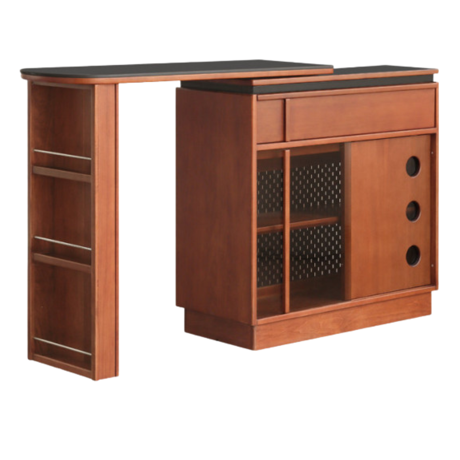 Tulipwood Solid Wood Vintage Style Stone Slab Bar Table