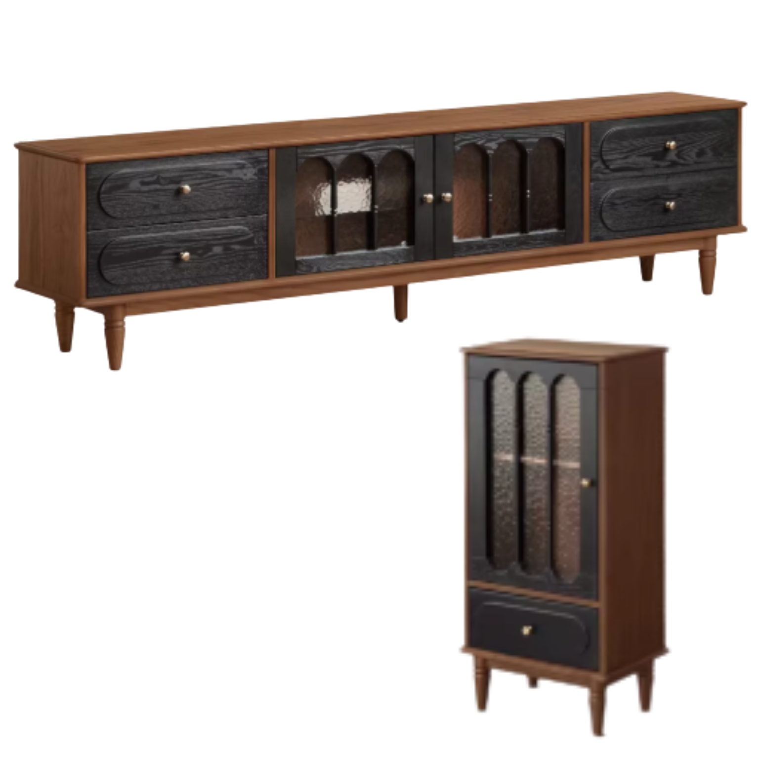 Ash Solid Wood French Retro TV Cabinet