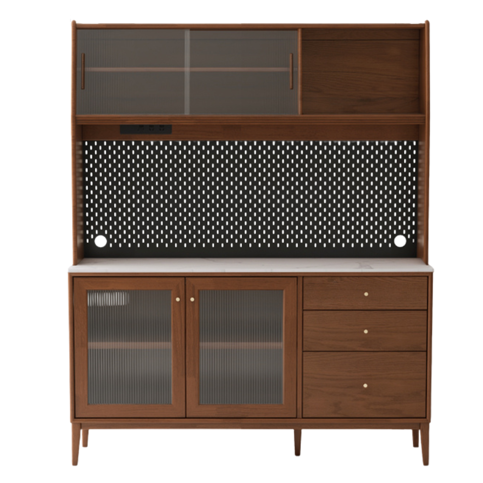 Oak Solid Wood, Solid RubberWood Nordic Sideboard Cabinet