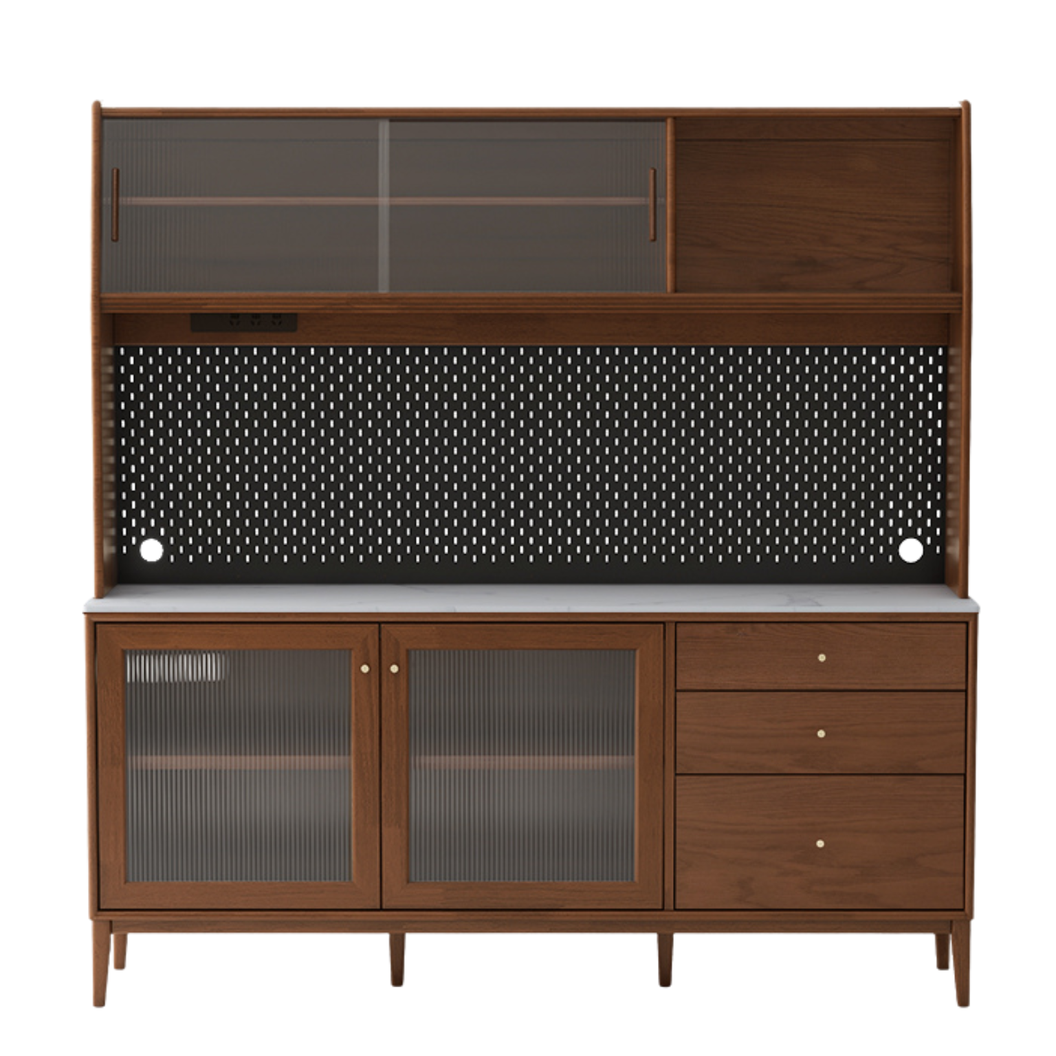 Oak Solid Wood, Solid RubberWood Nordic Sideboard Cabinet