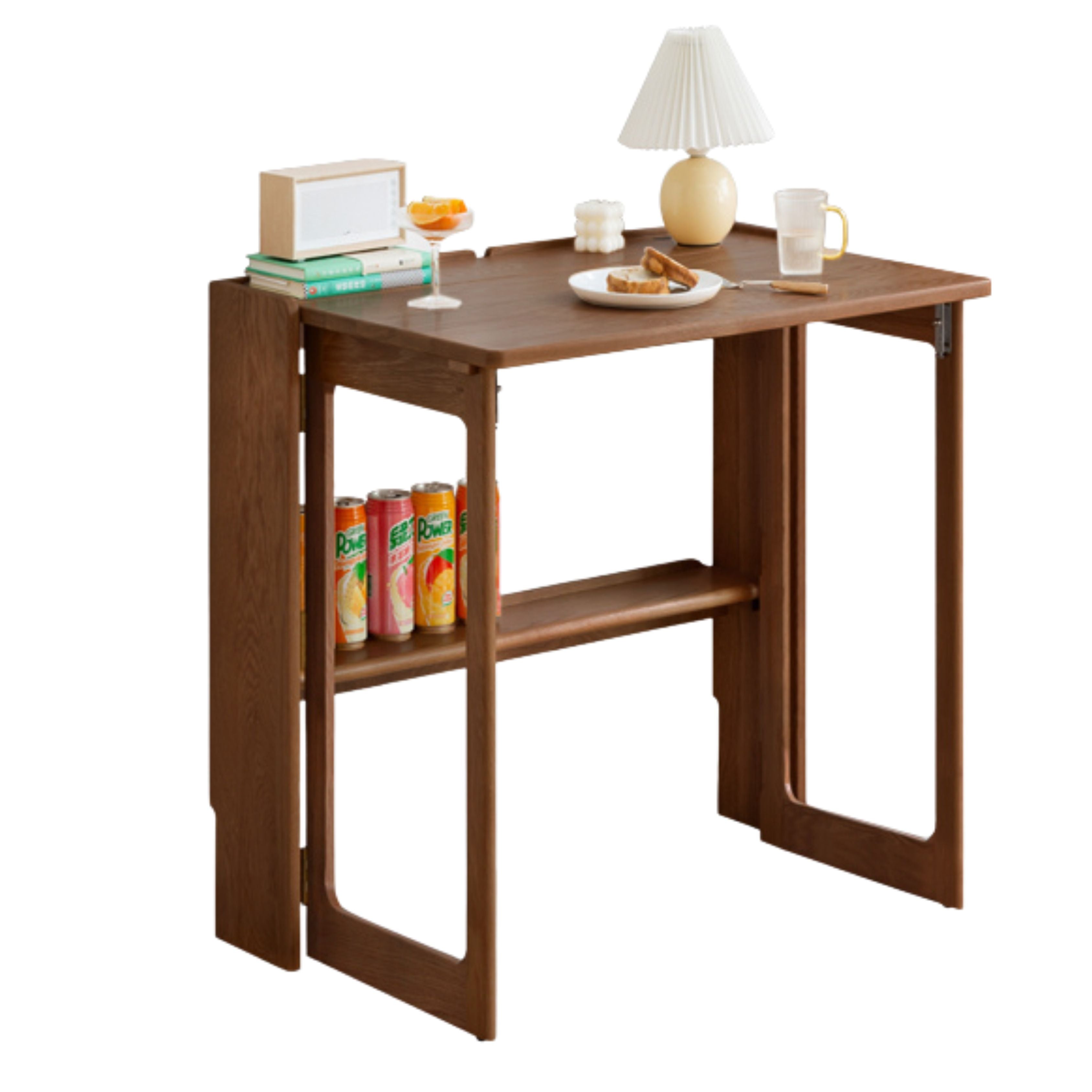 Solid Rubberwood, Oak Solid Wood Nordic Modern Dining Folding Table