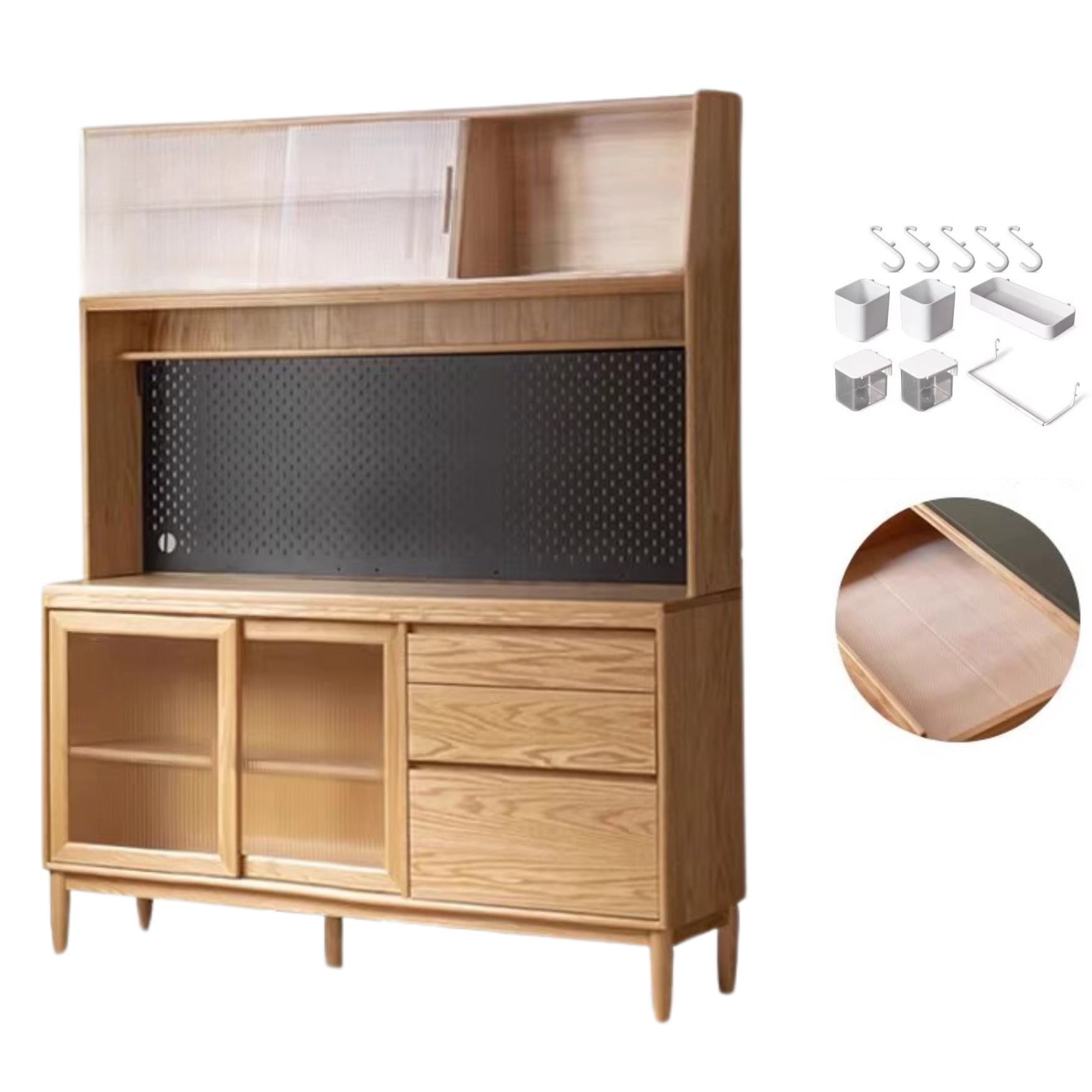 Oak, Ash, White Ash Solid Wood Large Capacity Storage Sideboard