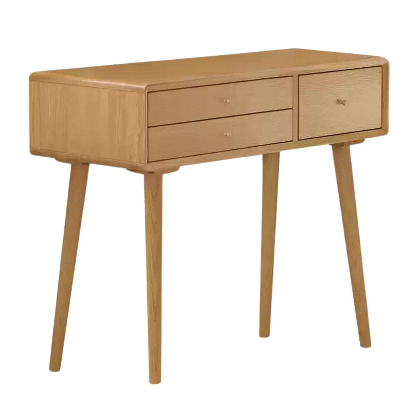 Oak Solid Wood Modern Dressing Table With Mirror.
