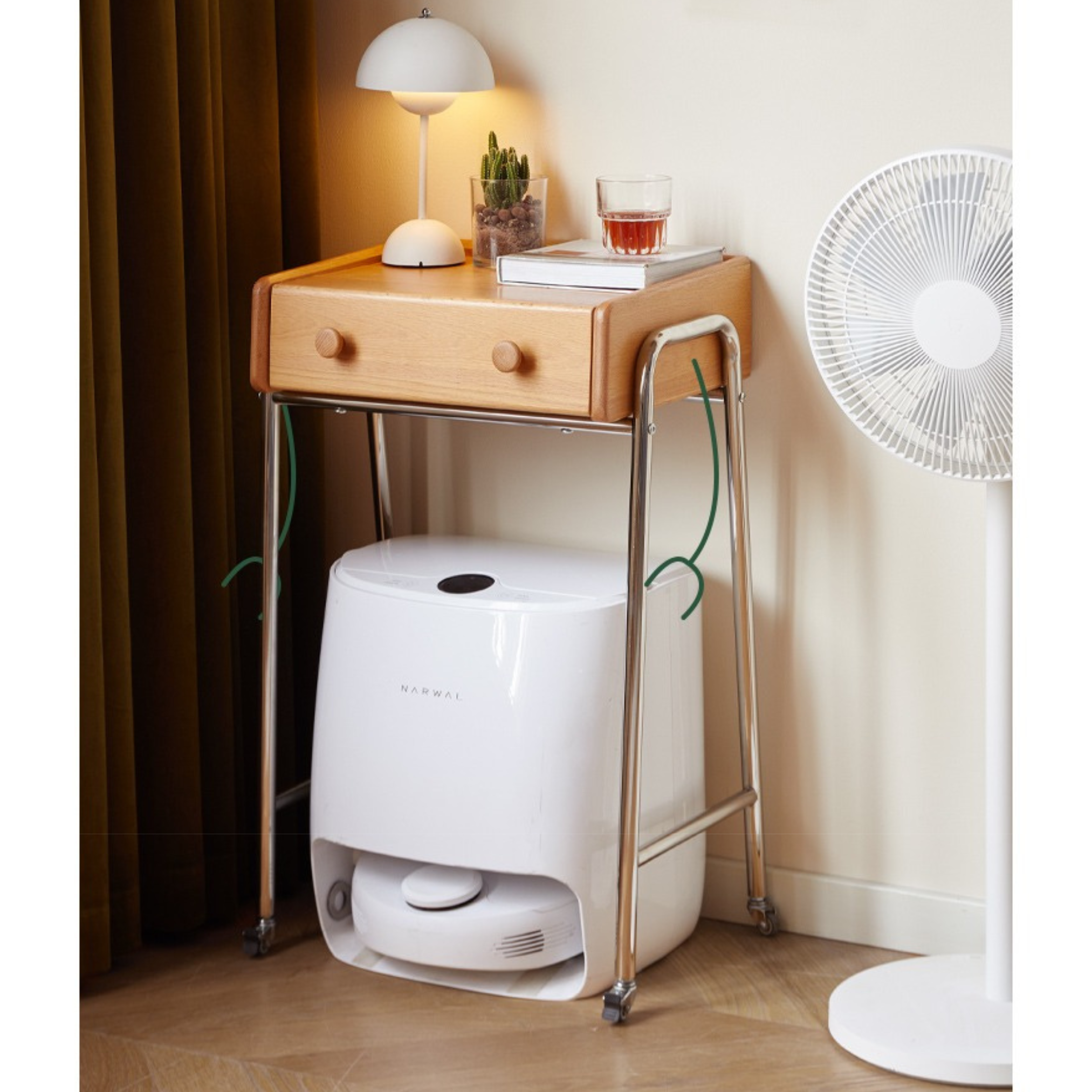 Oak Solid Wooden Edge Cabinet, Cute Robot Shape