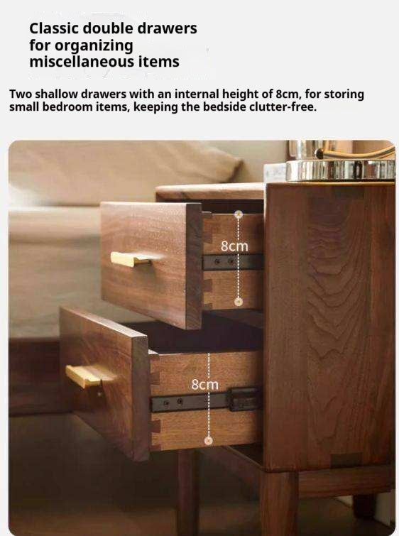 Black Walnut Solid Wood Nightstand.