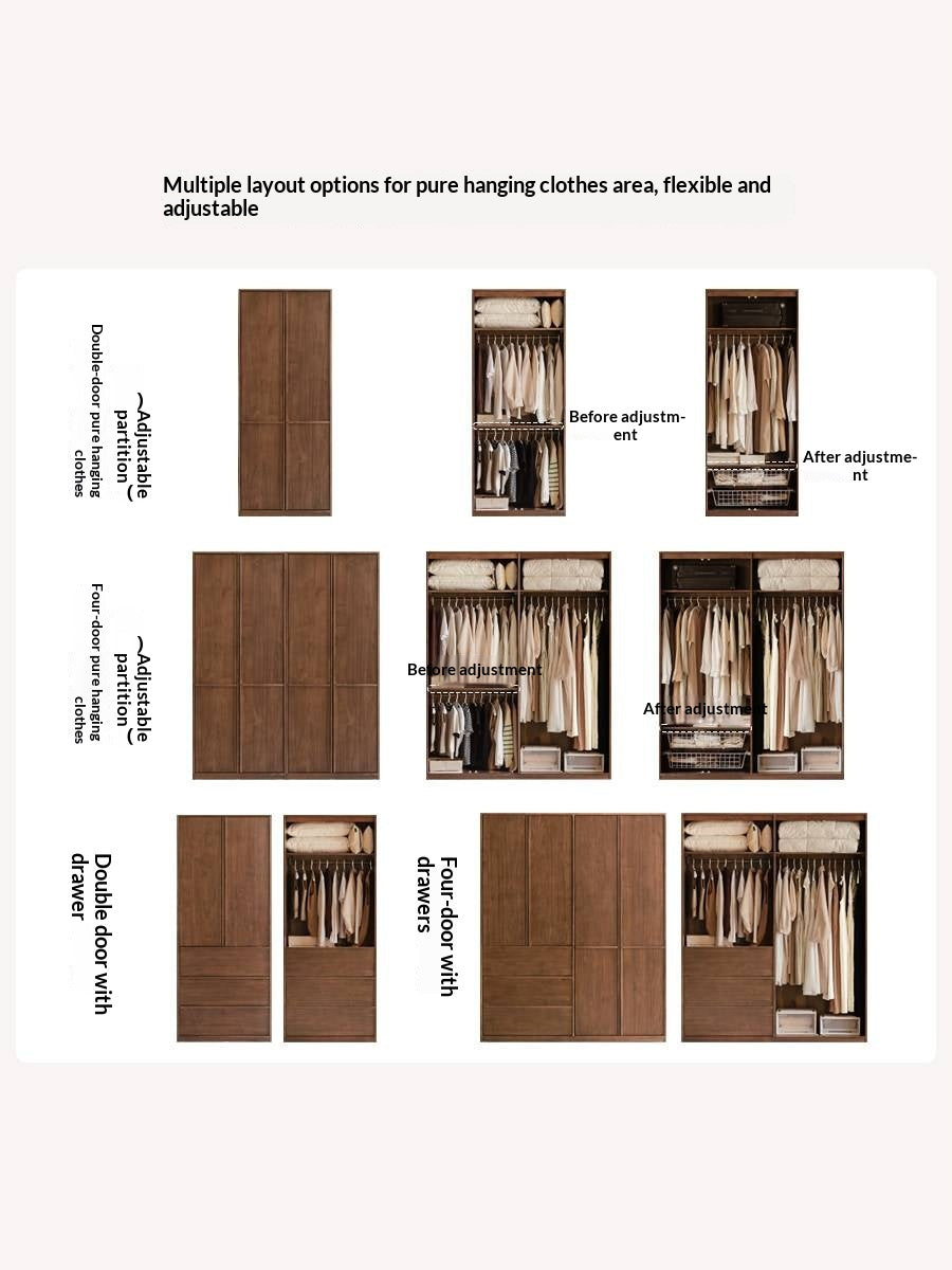 Black Walnut Solid Wood Italian Light Luxury Wardrobe.