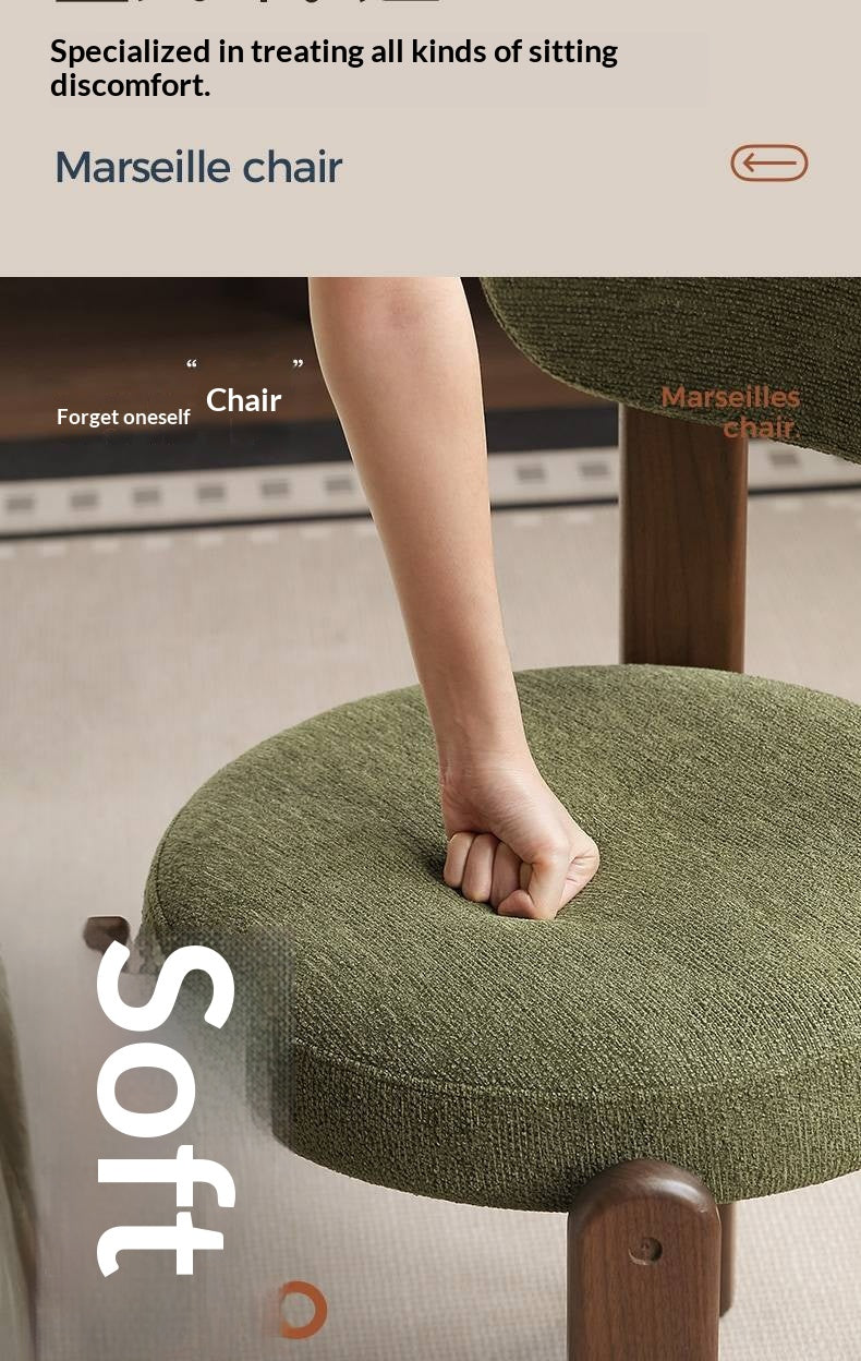 Set 4pcs Black Walnut Solid Wood, Solid Rubberwood Wood Upholstered Dining Chair, Modern Organic