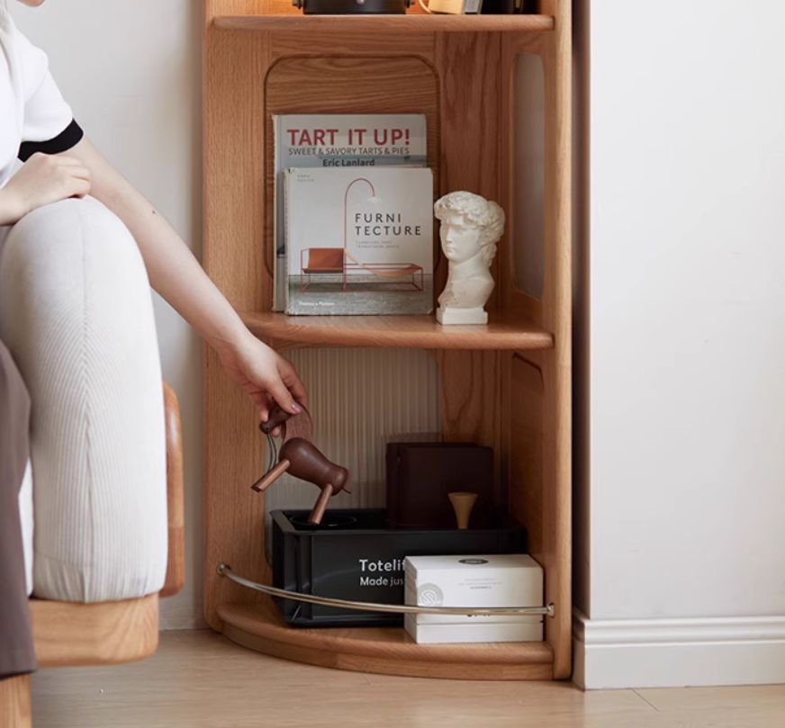 Oak, Ash Solid Wood Bookshelf Household Corner Storage Rack