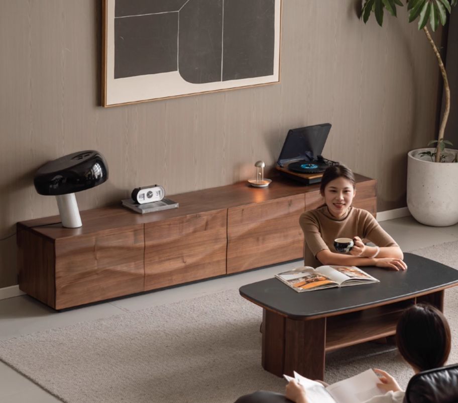 Solid Sandalwood, Black Walnut Solid Wood TV Cabinet Italian Light Luxury