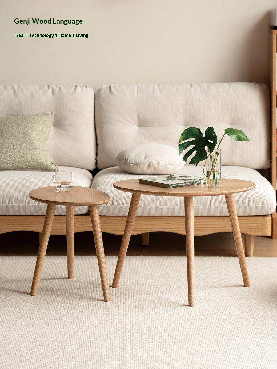 Rubberwood, Oak Solid Wood Walnut Color Side Table