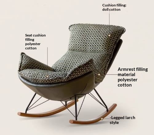 Egg Shell Rocking Lounge Chair with Upholstered Cocoon Seat and Metal Frame With Beech Legs