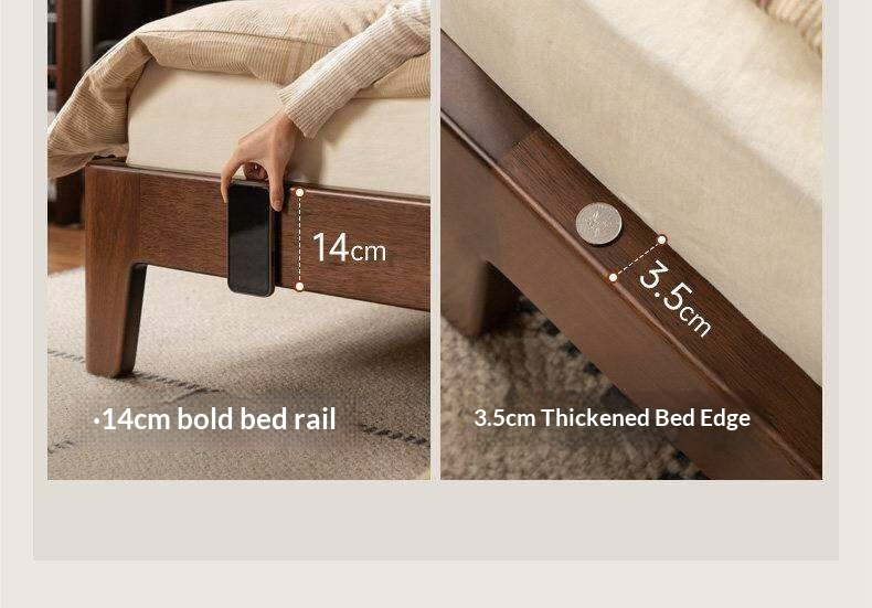Golden Rosewood Solid Wood Platform Bed with Panel Headboard