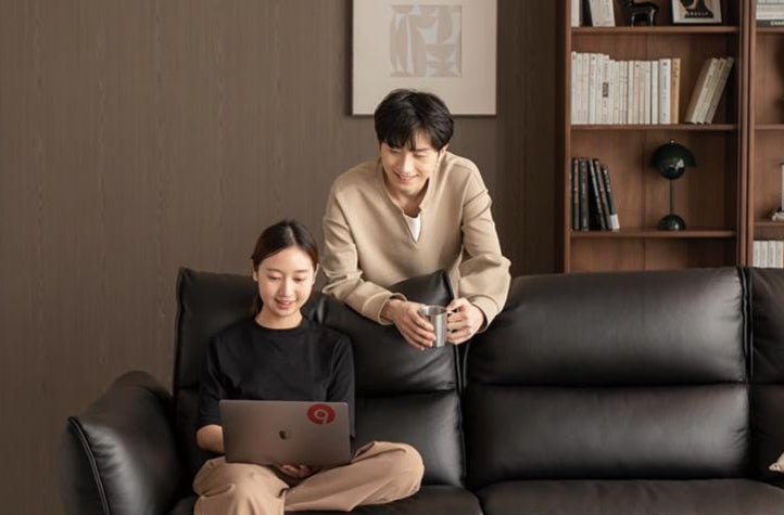 Genuine Leather Sofa Italian Light Luxury Tofu Block Sofa