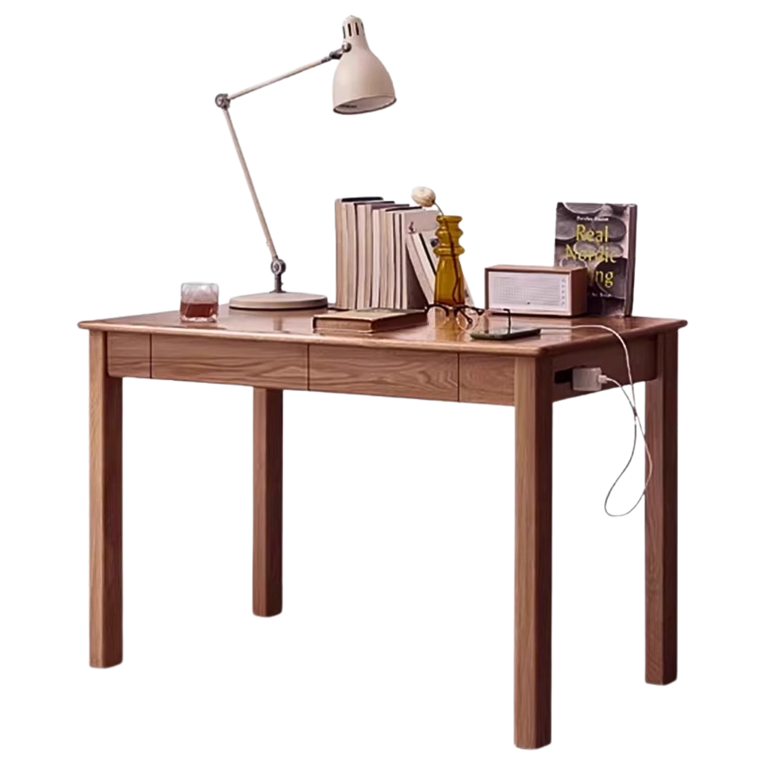 Oak, Ash Solid Wood USB Office Desk