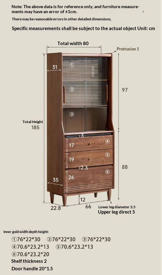 Black Walnut Solid Wood Bookcase with Interior Lighting