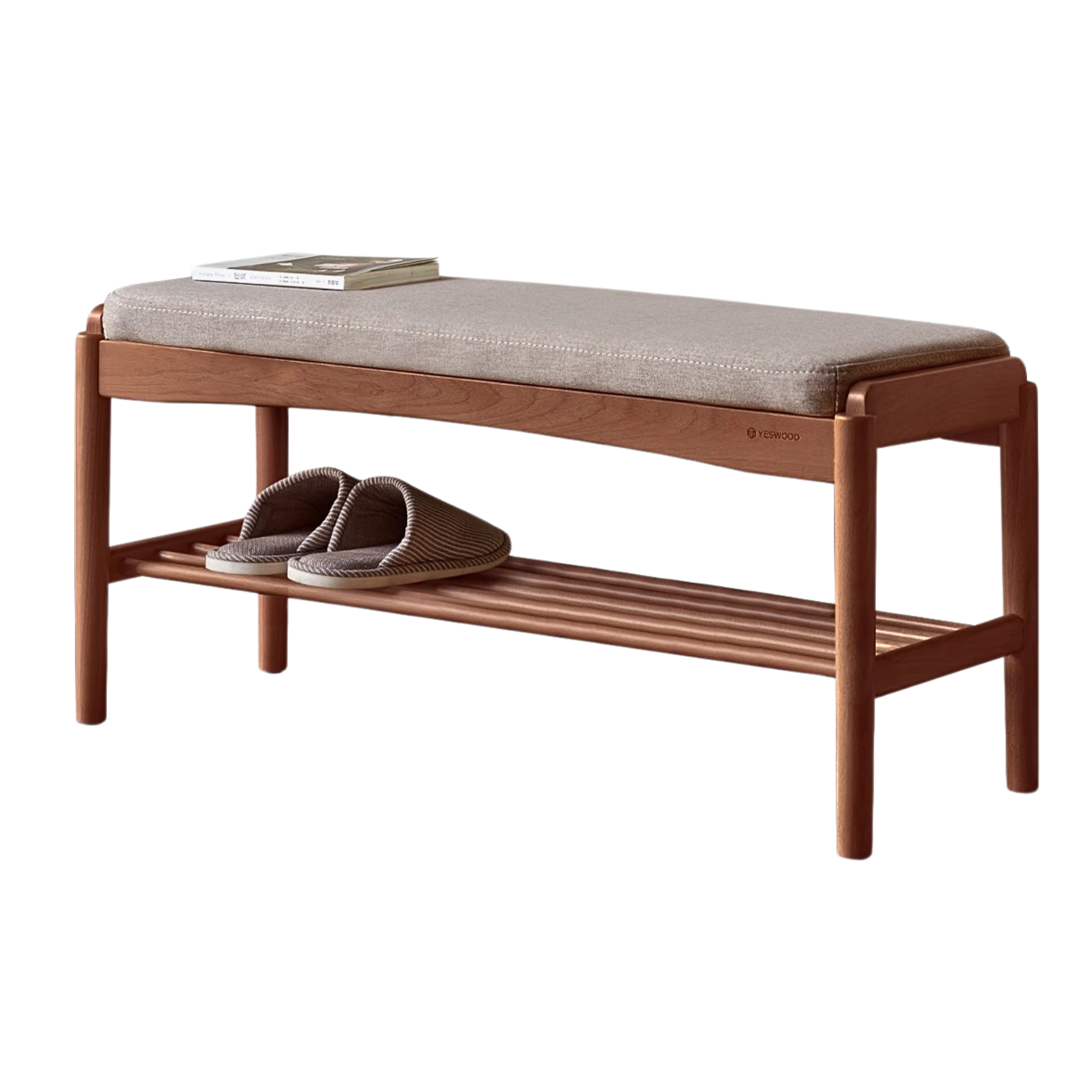 Back Walnut, Oak, Beech, Cherry Solid Wood Shoe Storage Bench