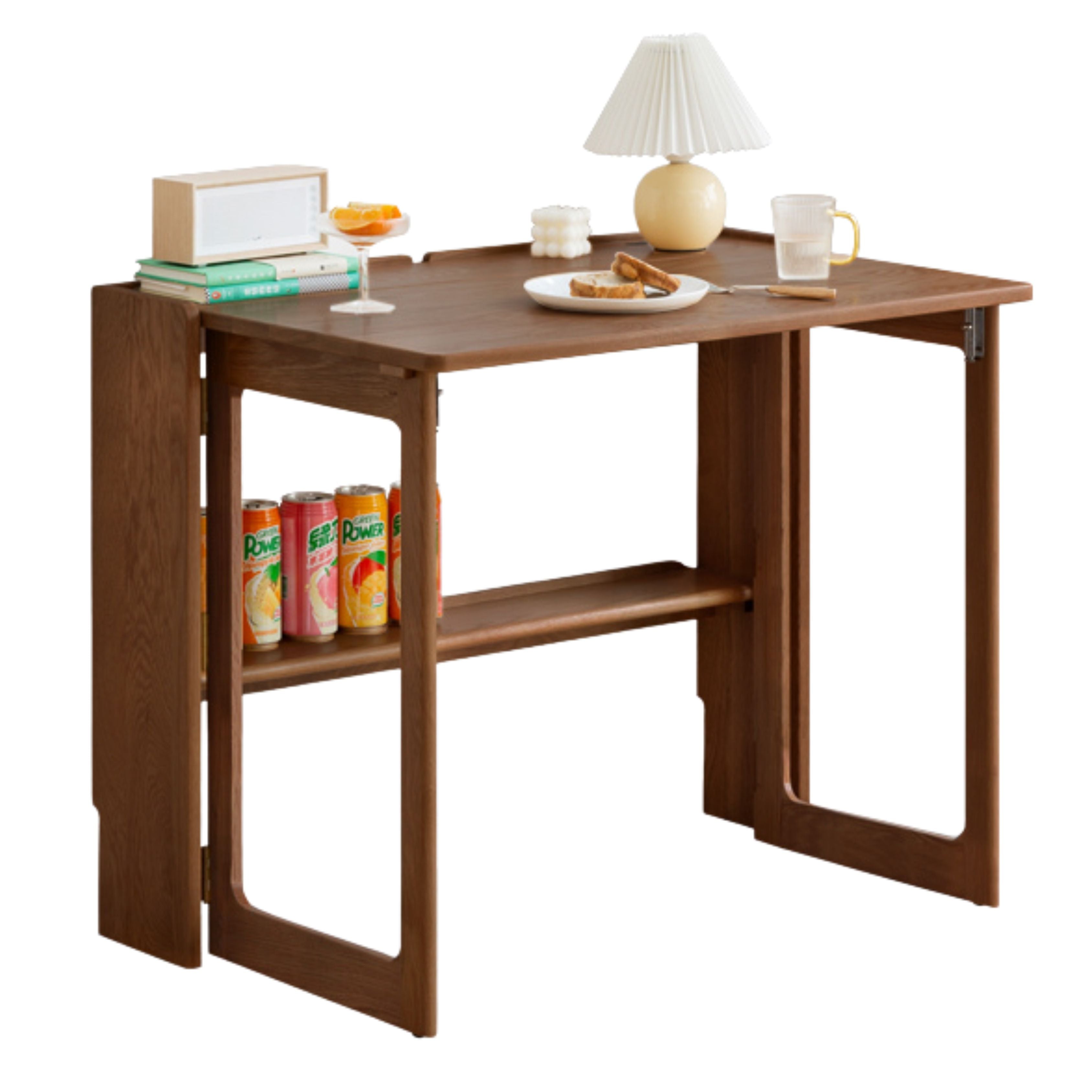 Solid Rubberwood, Oak Solid Wood Nordic Modern Dining Folding Table