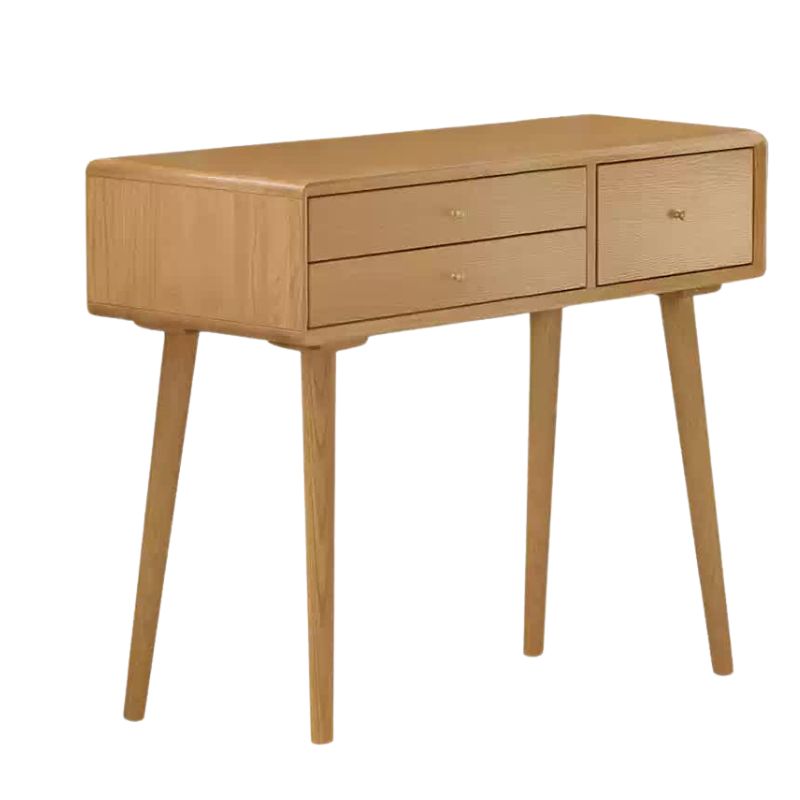 Oak Solid Wood Modern Dressing Table With Mirror.